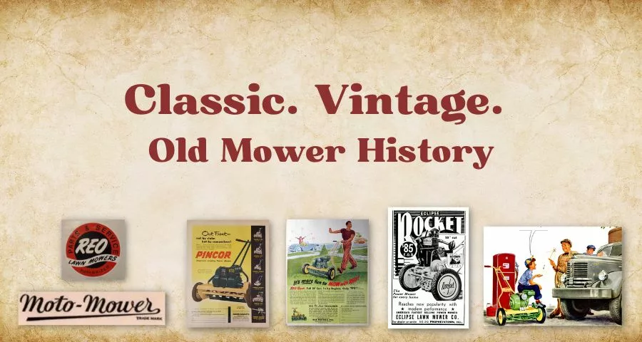 Classic Lawn Mower Brands (900 × 480 px)-2 Classic vintage old mower brand history and company profiles